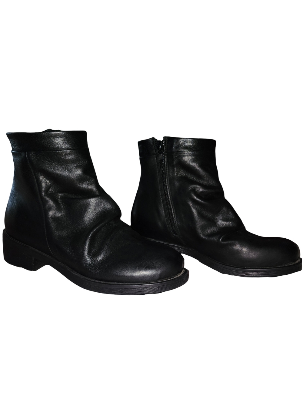 ONAKO Italian Black Leather Slouch Boots Ankle Zip EU 37 US 6.5 - Picture 4 of 7